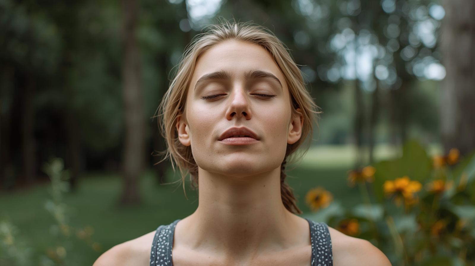 Mouth breathing - Woman improving nasal comfort and breath control