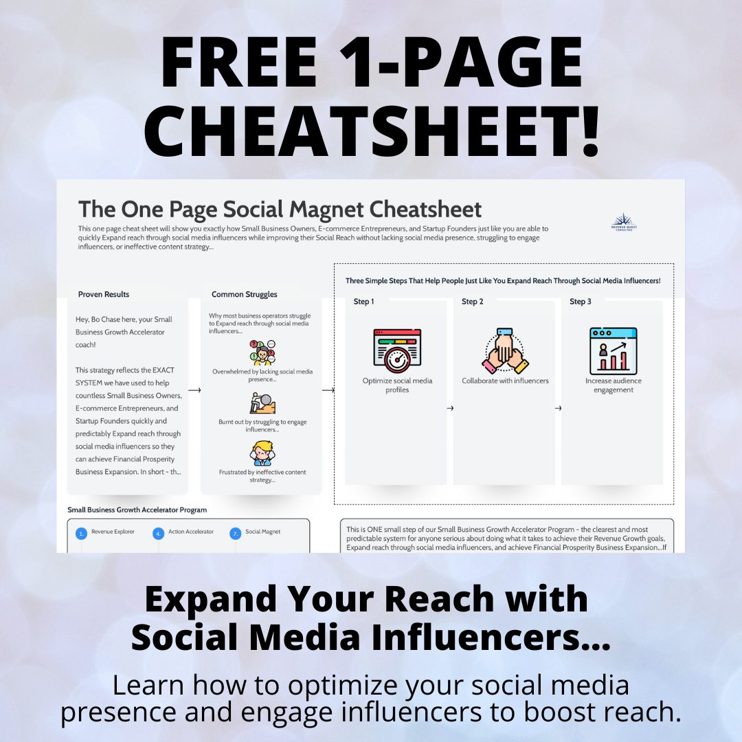 Maximize your revenue growth by partnering with influencers. This one-page cheatsheet will show you how!