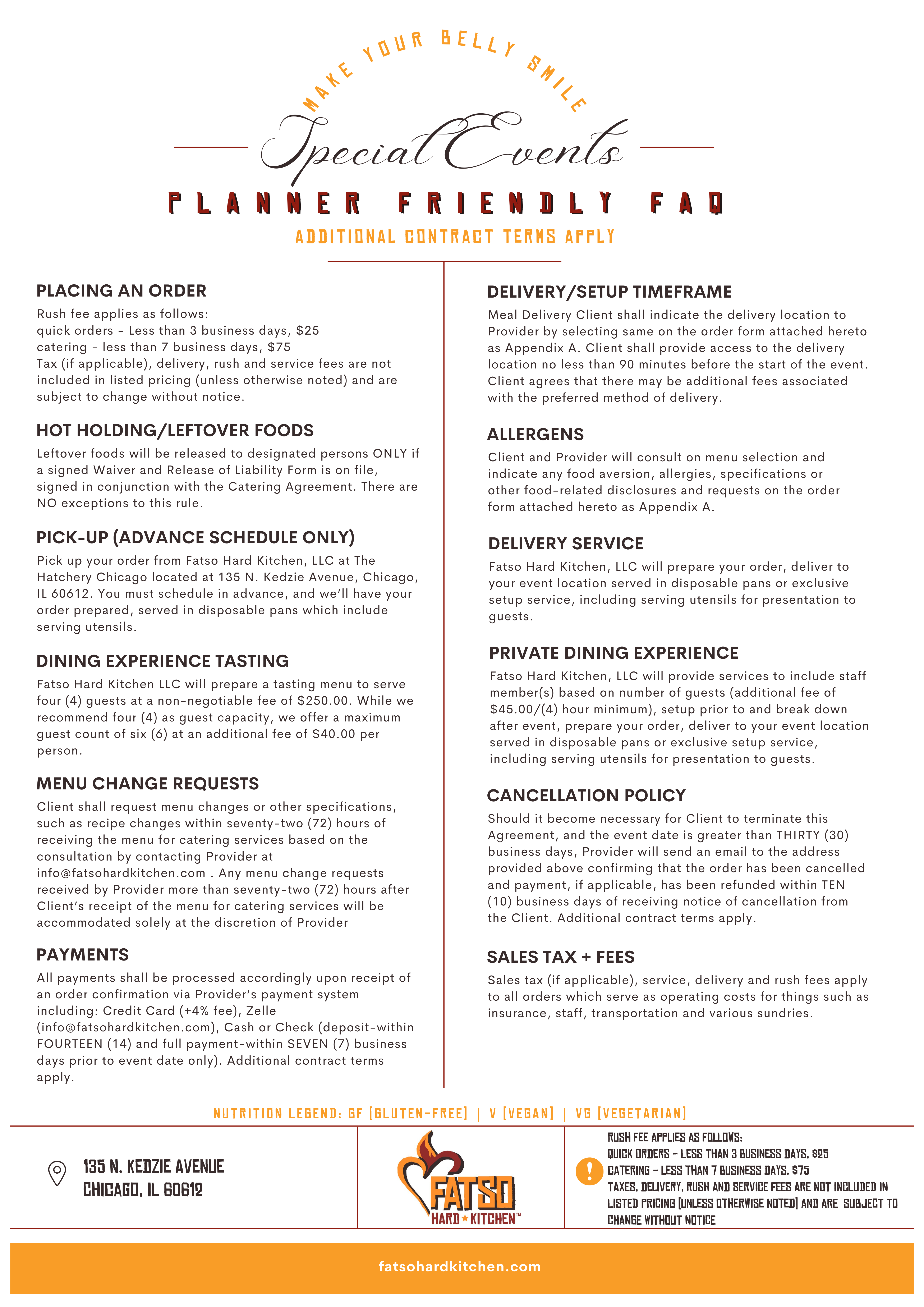 Fatso Hard Kitchen catering menu page 2
