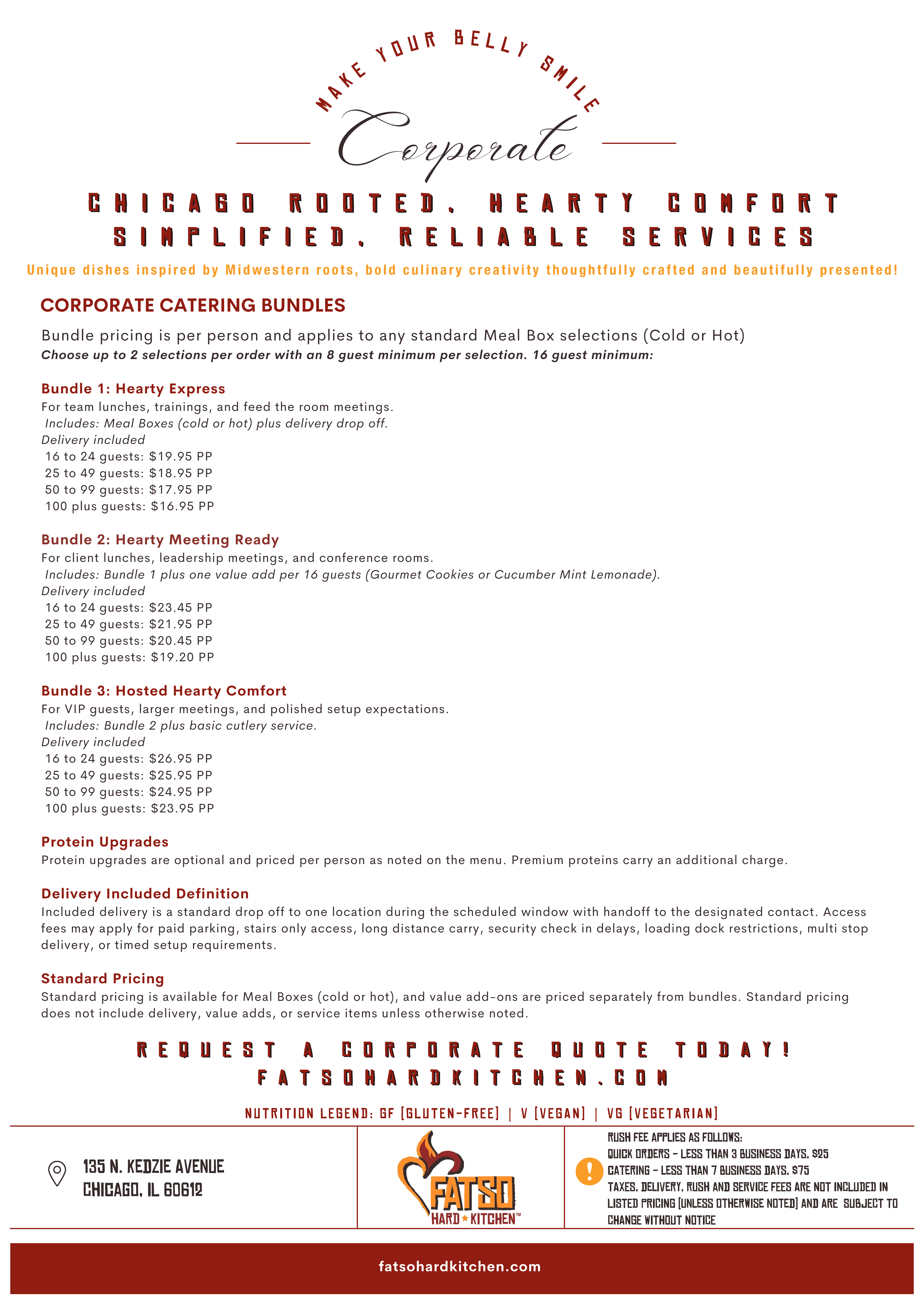 Corporate Bundles Menu