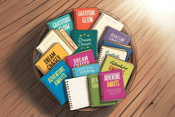 Stack of Inner Canvas themed journals showcasing unique titles. Stack of Inner Canvas themed journals showcasing unique titles.