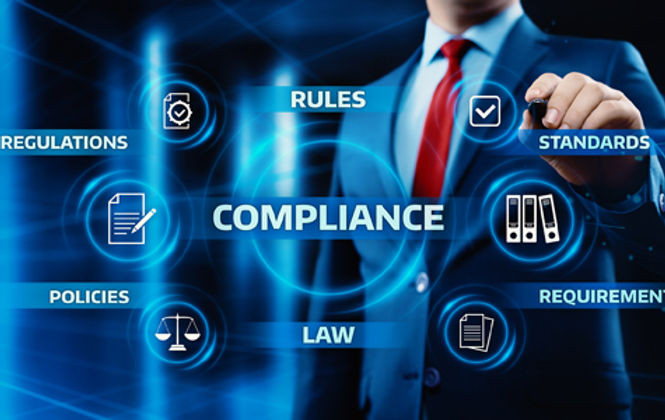 An image with text: "Material compliance"