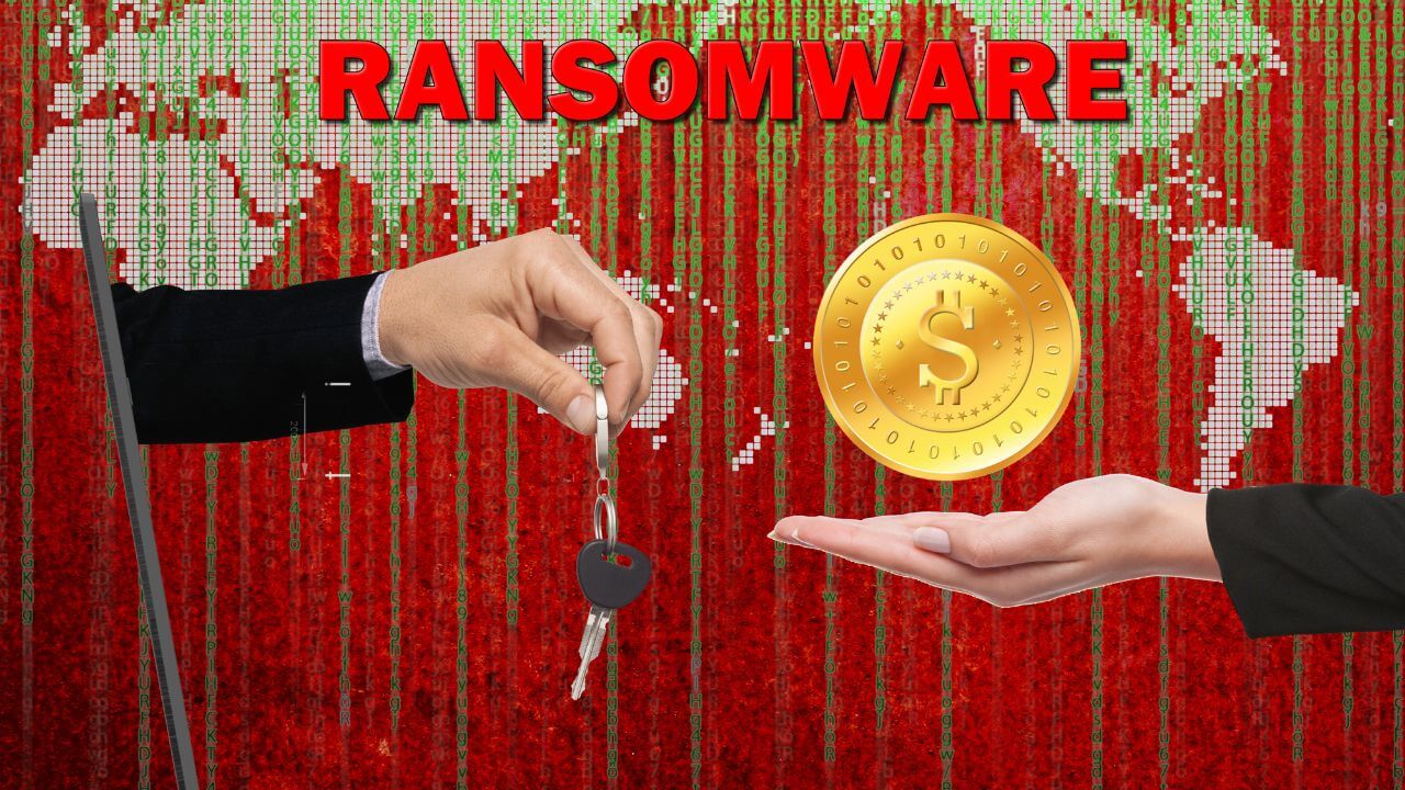 Visual of digital ransom exchange with keys and currency, depicting evolution of ransomware attacks Visual of digital ransom exchange with keys and currency, depicting evolution of ransomware attacks