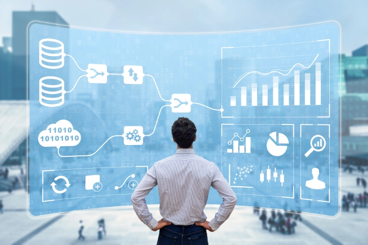 `Professional analyzing digital dashboard with graphs and data pipelines, symbolizing tracking cybersecurity KPIs and metrics` `Professional analyzing digital dashboard with graphs and data pipelines, symbolizing tracking cybersecurity KPIs and metrics`