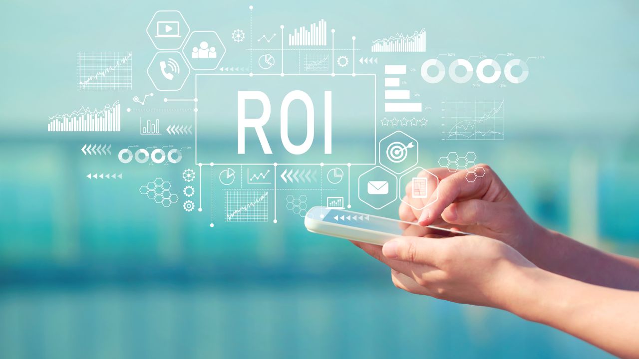 Businessman holding glowing ROI symbol surrounded by currency icons, highlighting potential financial risks and negative ROI Businessman holding glowing ROI symbol surrounded by currency icons, highlighting potential financial risks and negative ROI