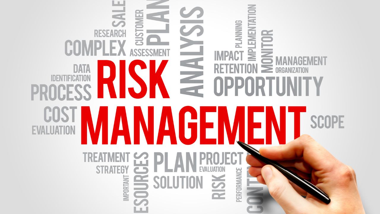 `Risk management word cloud with keywords like strategy, evaluation, and process, representing cybersecurity prioritization` `Risk management word cloud with keywords like strategy, evaluation, and process, representing cybersecurity prioritization`