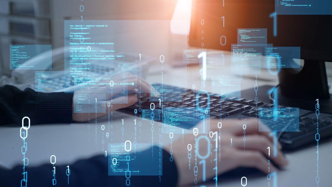 Executive using AI-driven code analysis for cybersecurity and enterprise decision-making Executive using AI-driven code analysis for cybersecurity and enterprise decision-making