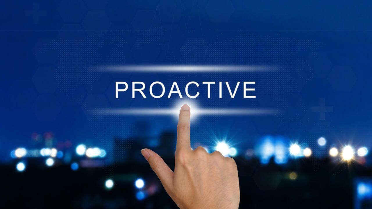 Hand pointing to proactive strategy concept in AI-powered enterprise environments Hand pointing to proactive strategy concept in AI-powered enterprise environments
