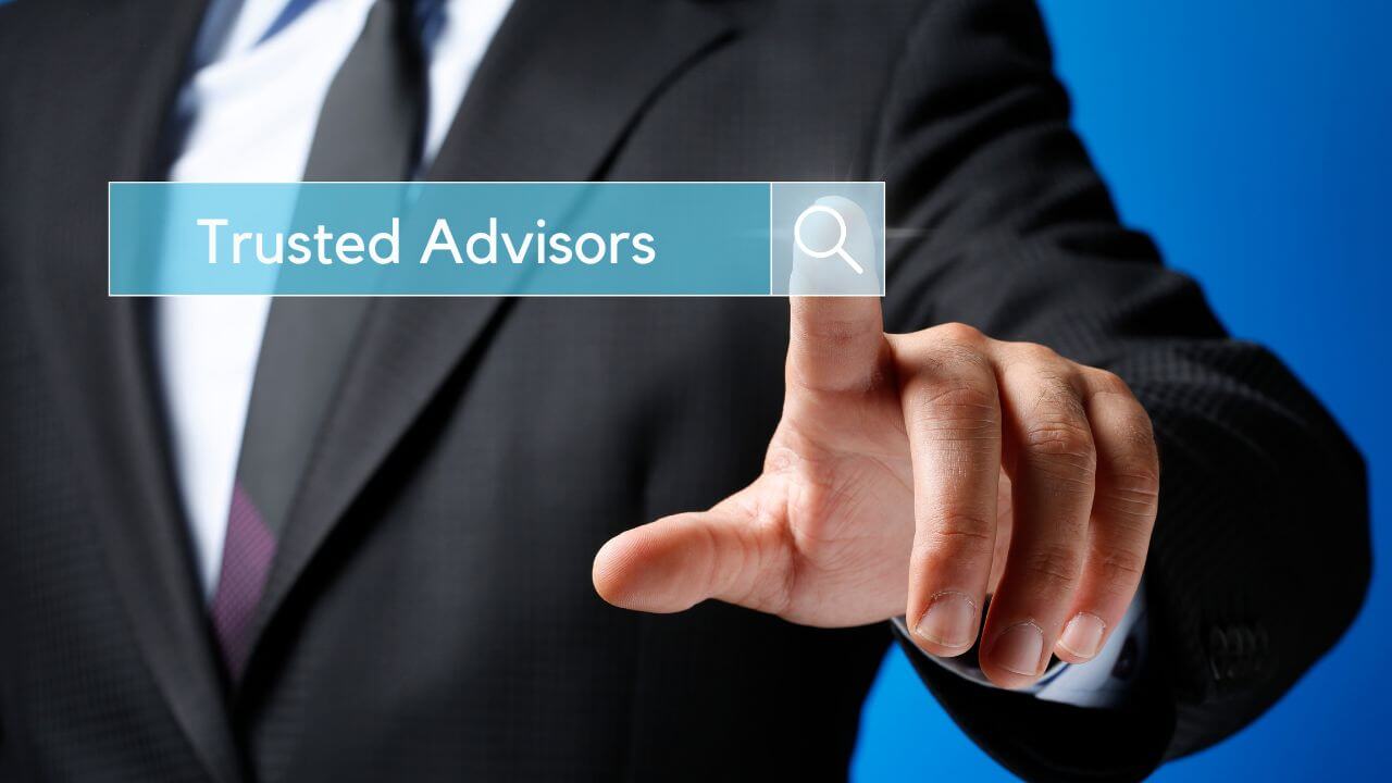 Businessman selecting trusted advisors in digital interface for expert guidance. Businessman selecting trusted advisors in digital interface for expert guidance.
