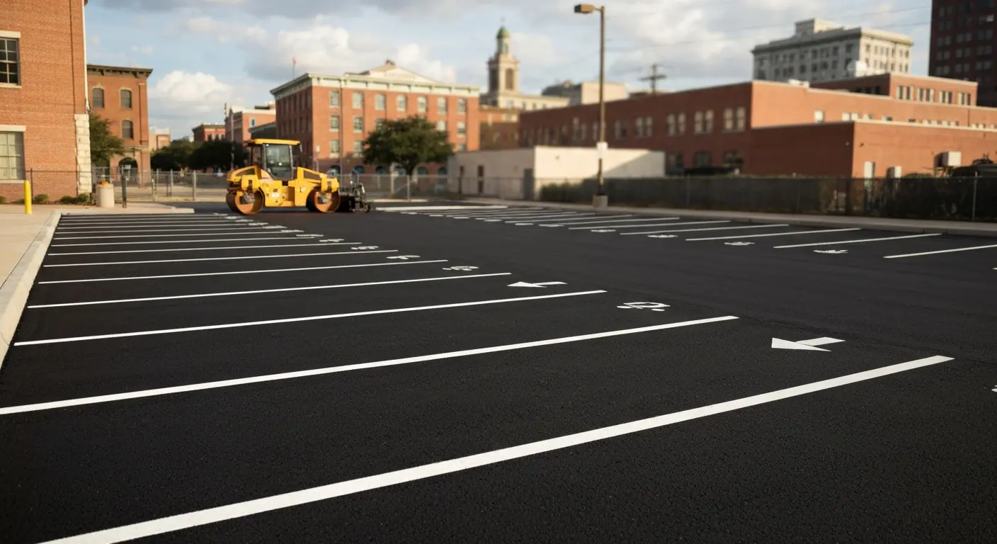 Commercial parking lot asphalt paving