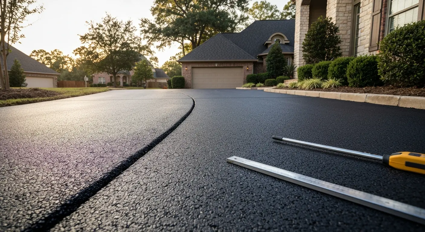 New asphalt driveway installation