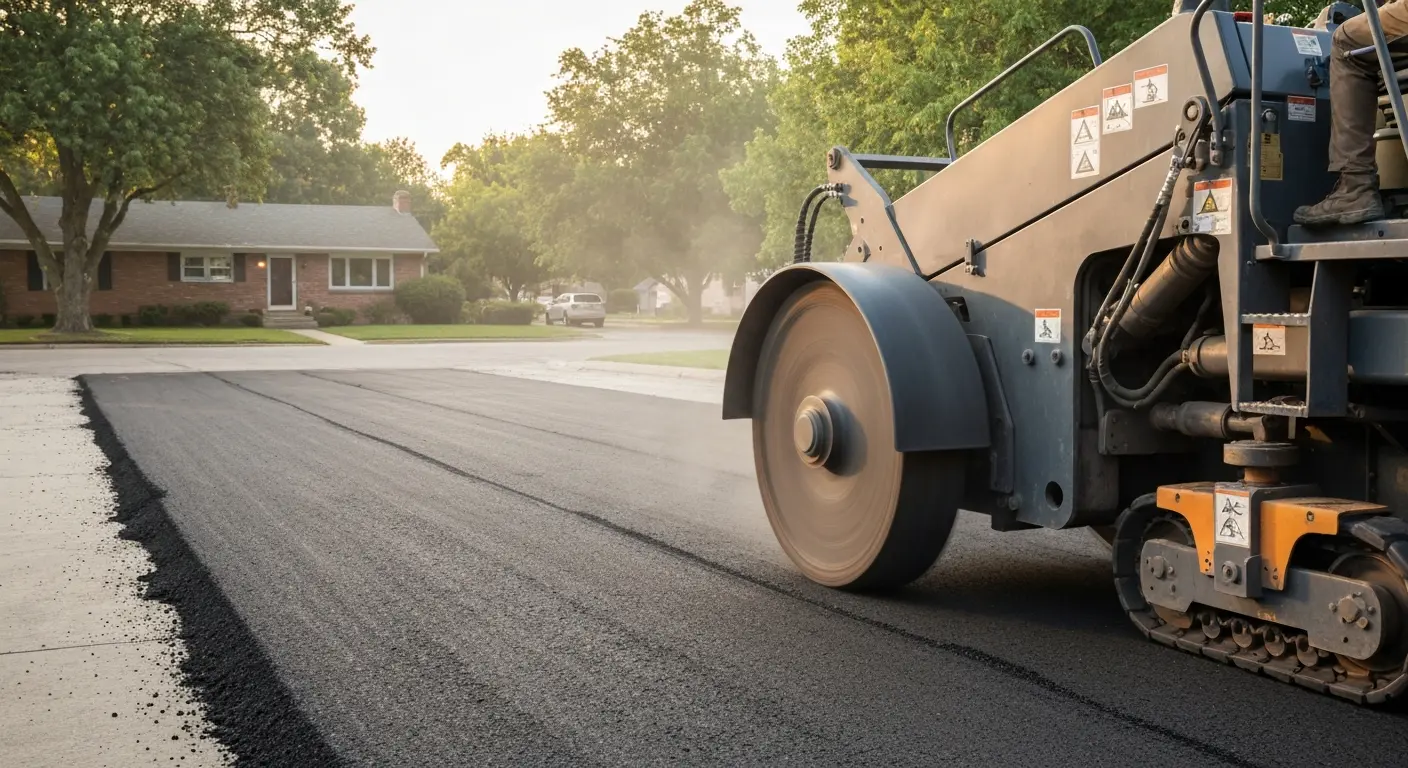 Asphalt milling equipment at work
