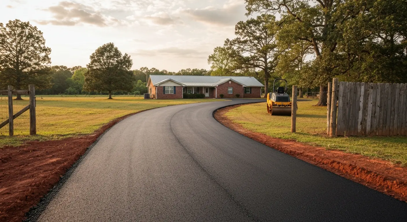 Residential driveway asphalt paving
