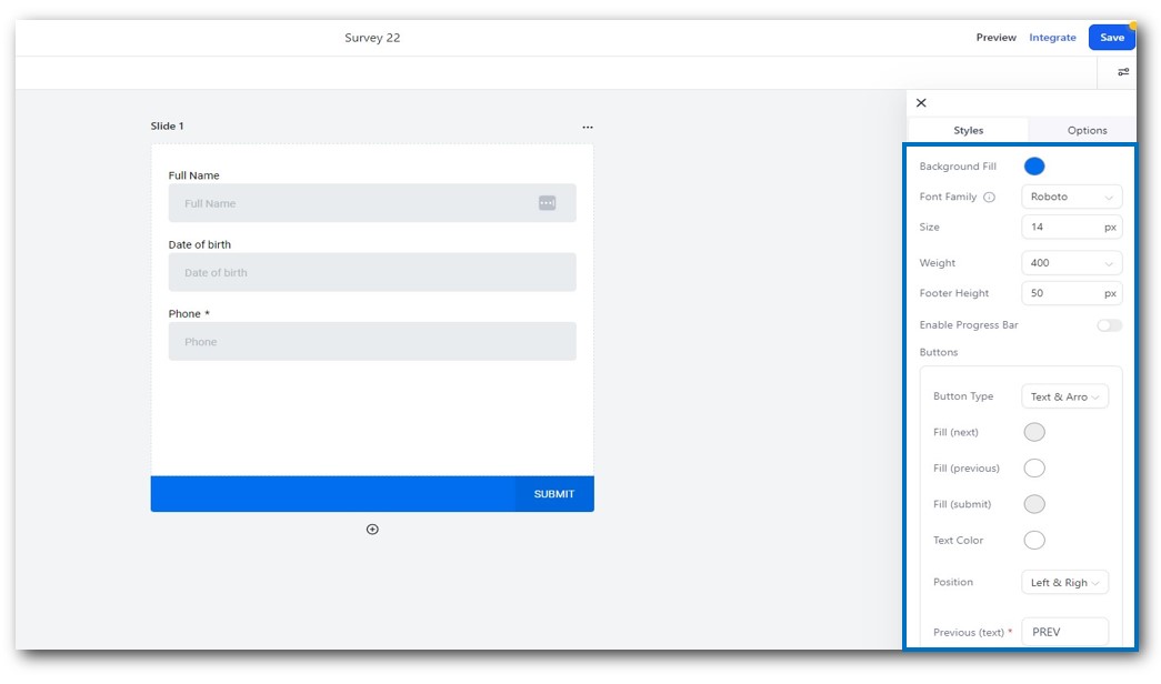 New Survey Styling 