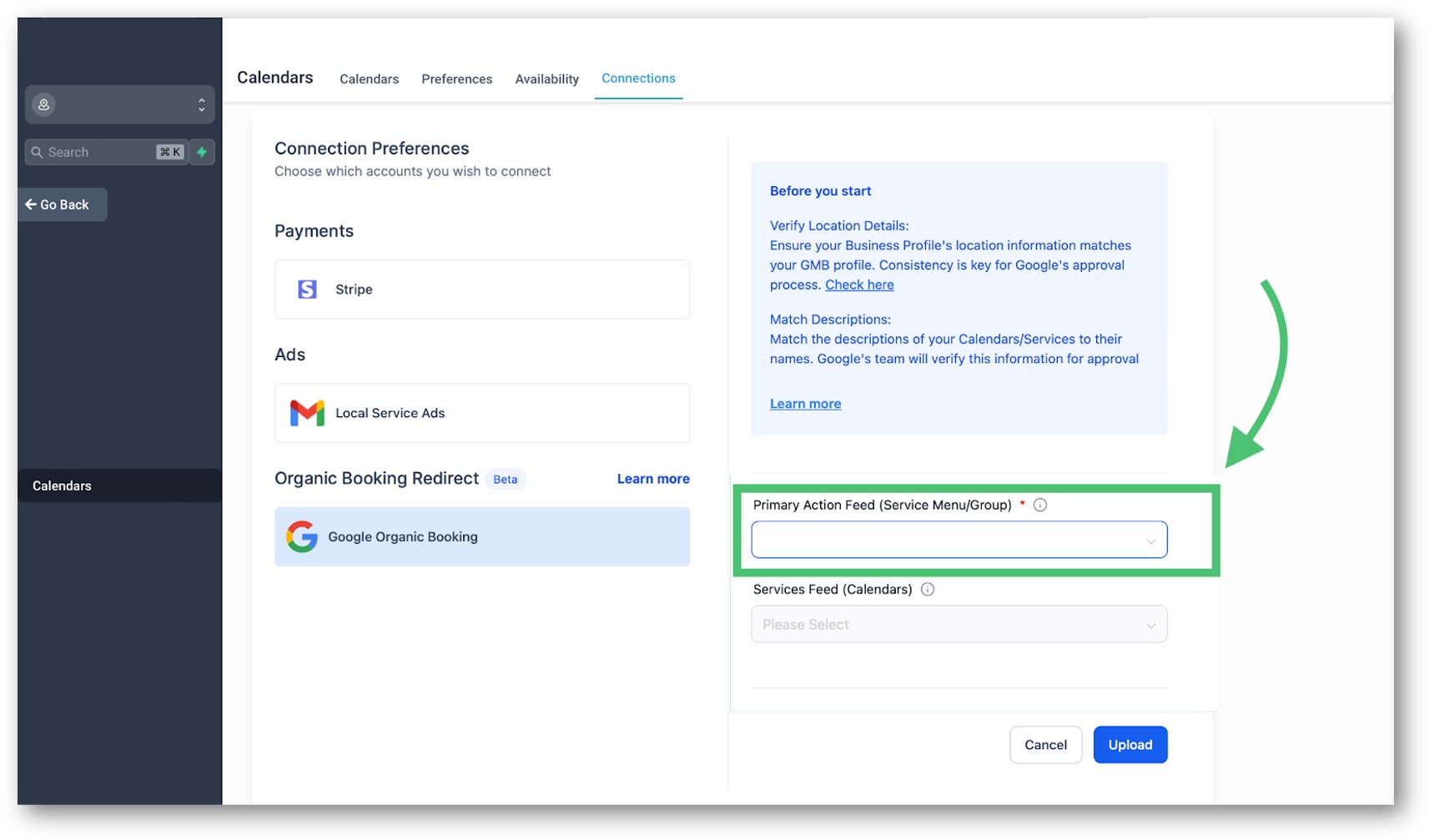 Google Booking Redirect