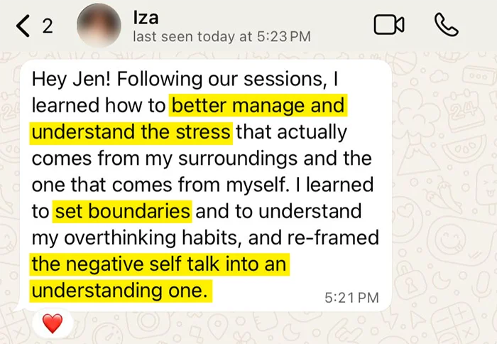 Iza's testimonial