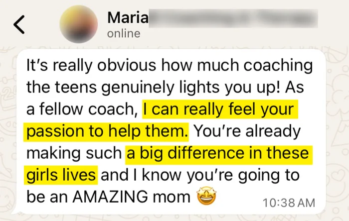 Maria's testimonial
