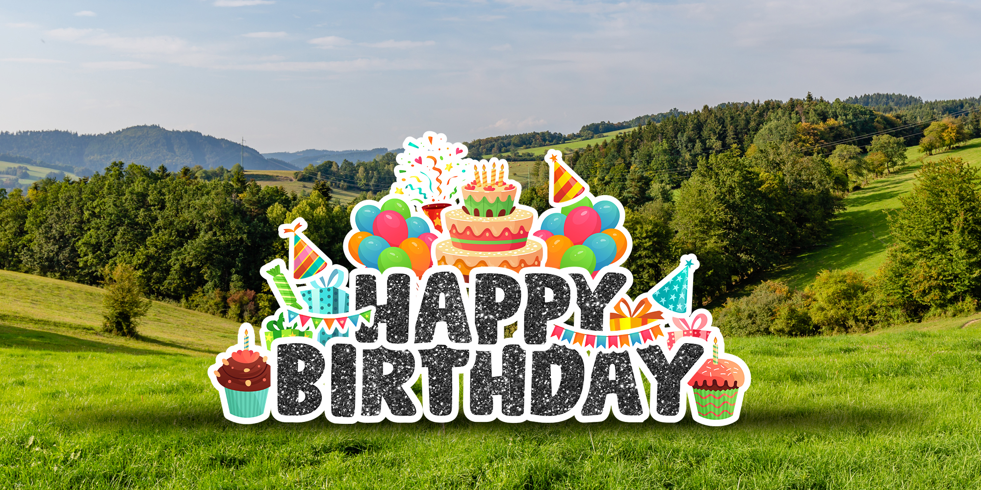 Birthday yard sign celebration with marquee letters