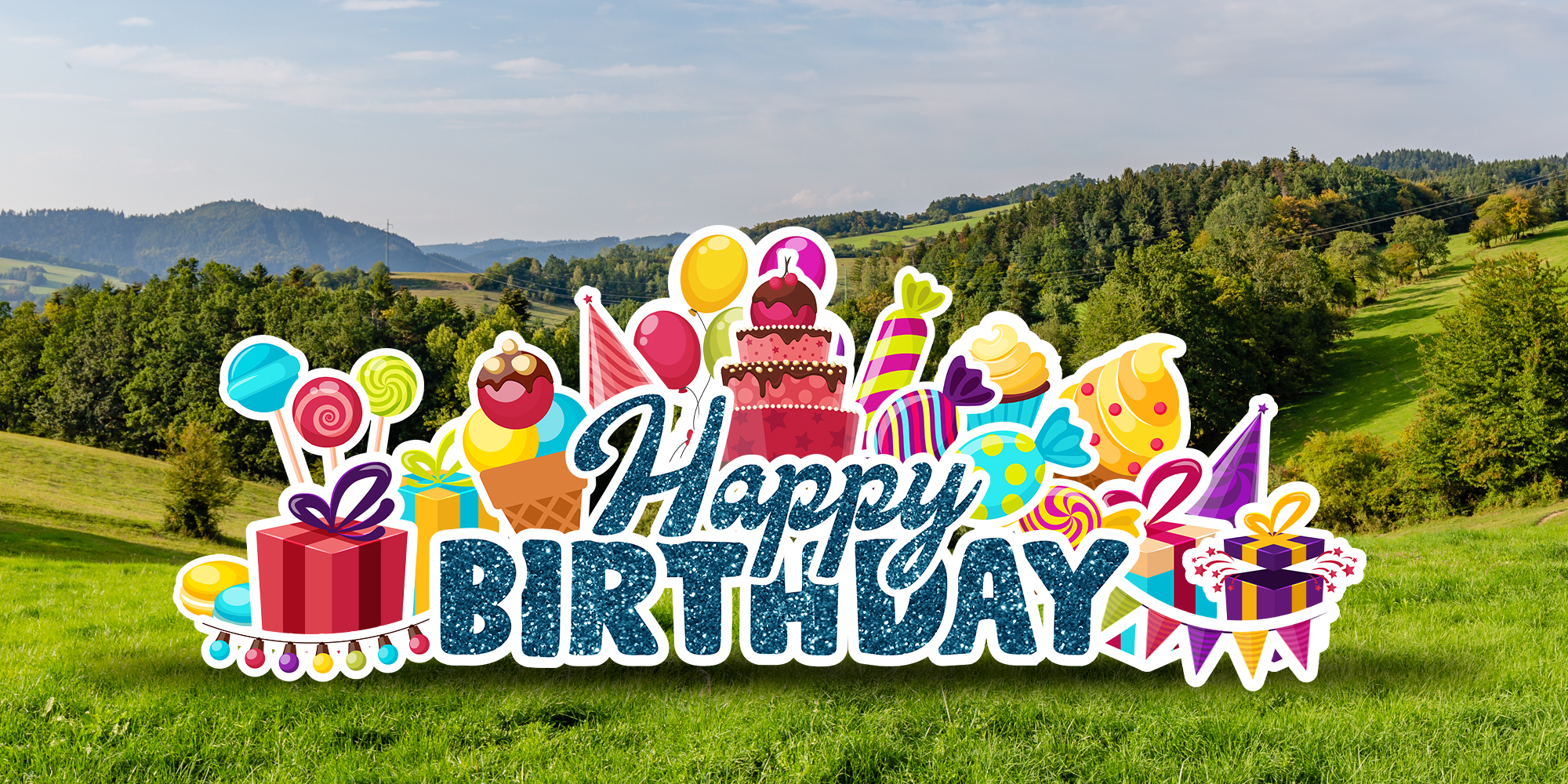 Birthday yard sign with bold marquee style