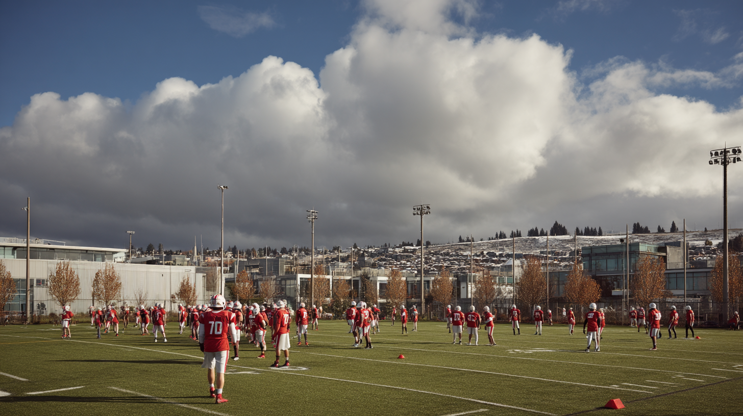 High school athletes practicing on a sunlit field in 2025, diverse team, dynamic action shot, golden hour lighting, dramatic clouds in sky, cinematic sports documentary style, 85mm lens, rich contrast and sharp detail High school athletes practicing on a sunlit field in 2025, diverse team, dynamic action shot, golden hour lighting, dramatic clouds in sky, cinematic sports documentary style, 85mm lens, rich contrast and sharp detail