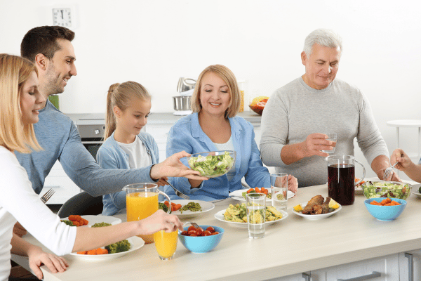 Family eating healthy meal