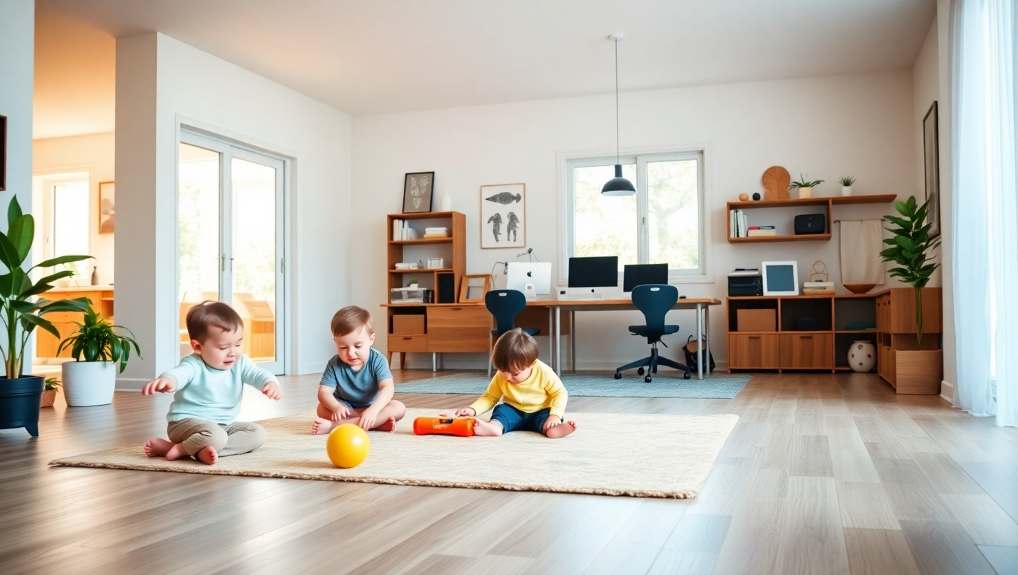 Modern home with open space for family activities and work-from-home setups.