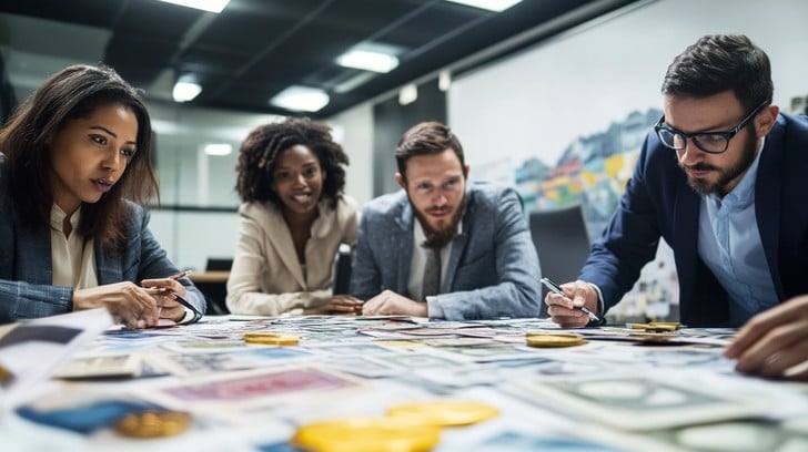 A developer and a business user collaborating on a low-code automation platform, symbolizing rapid solution deployment.