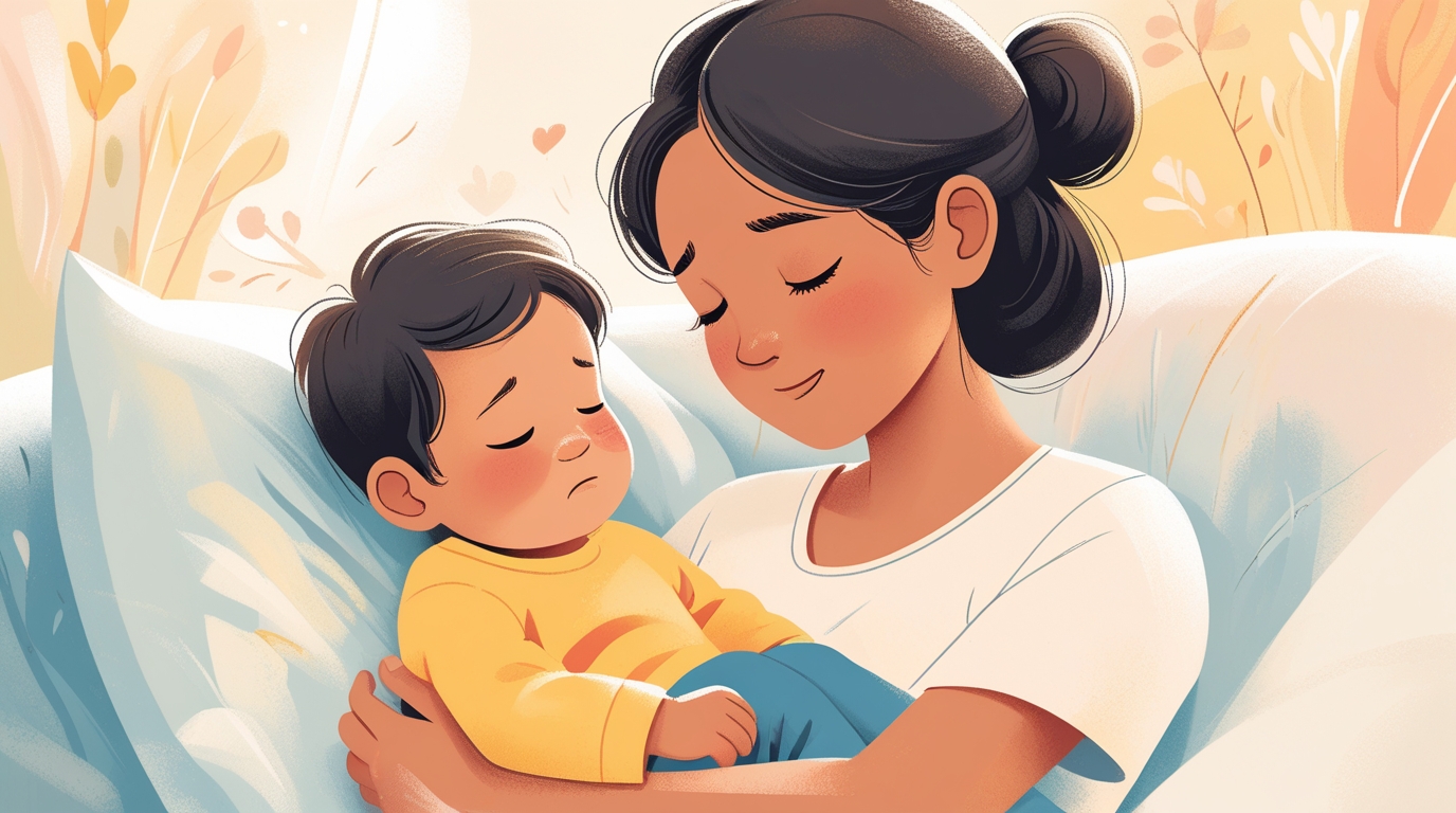 parent calmly comforting a toddler