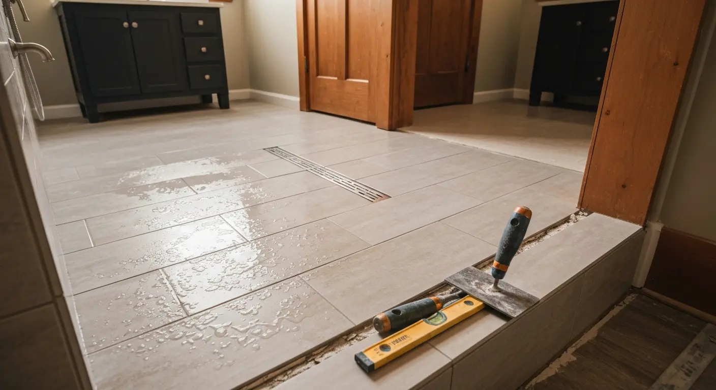 Tiled shower floor installation