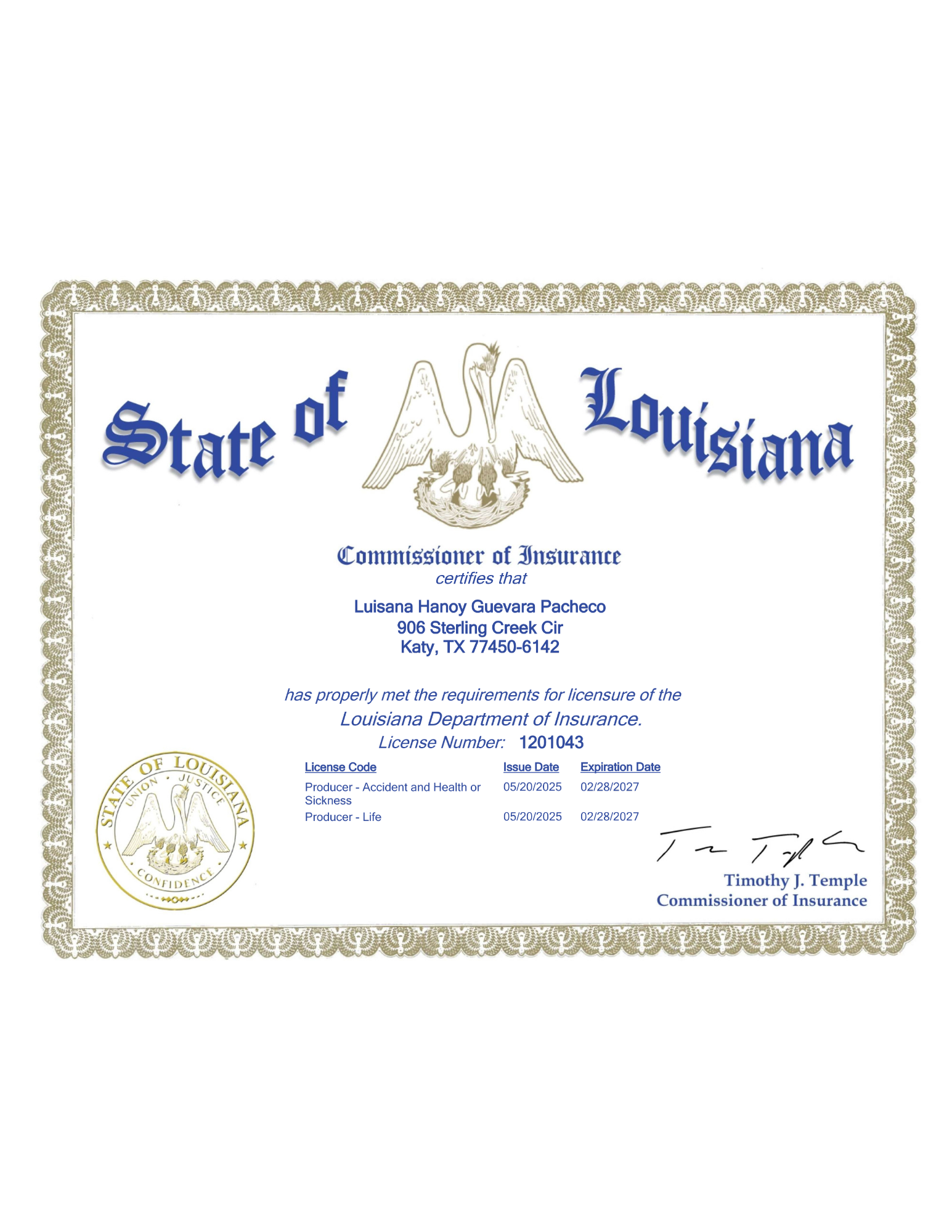 Licencia Louisiana