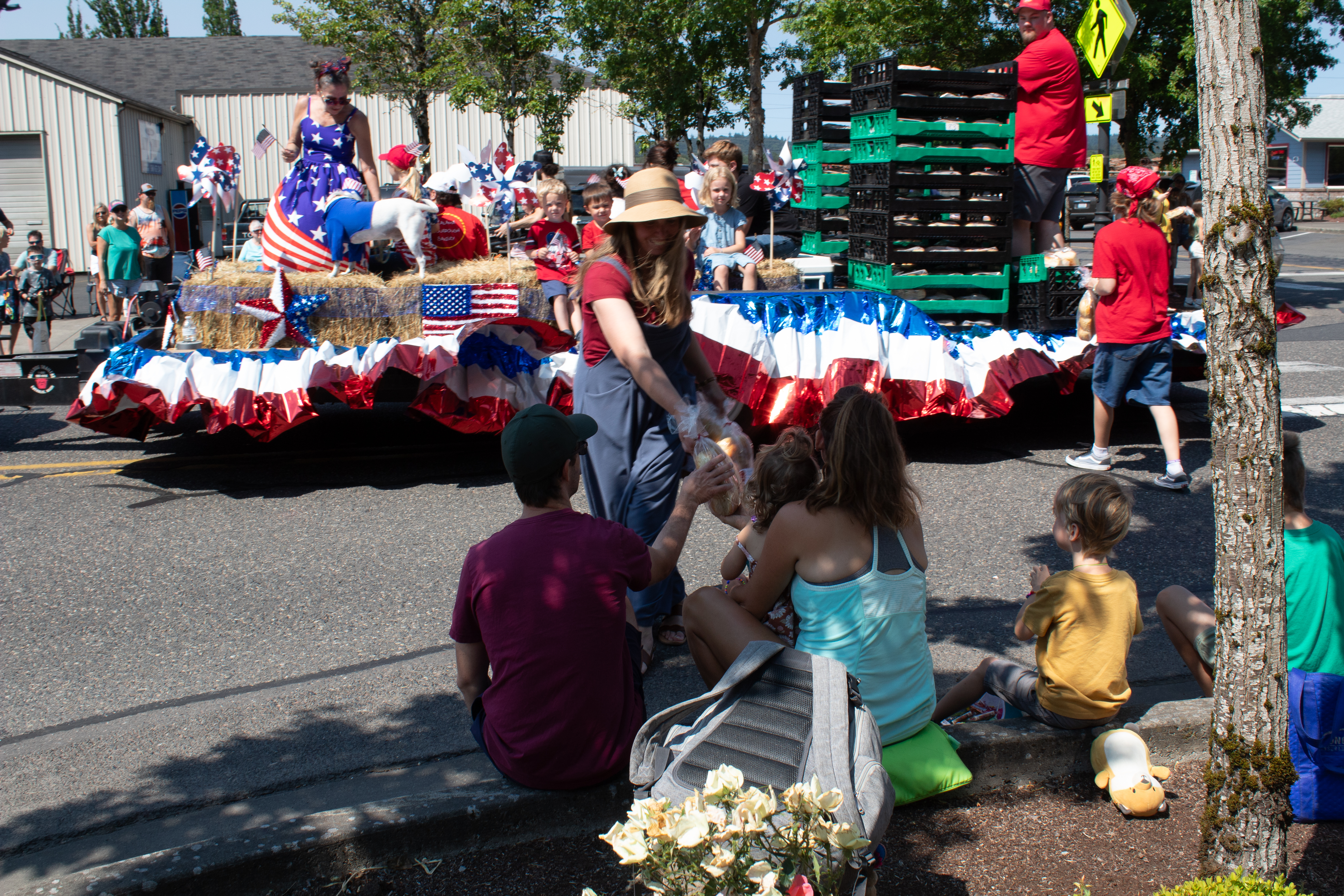 Kalama Sourdough Bakery handing out rools at the Kalama Fair Parade