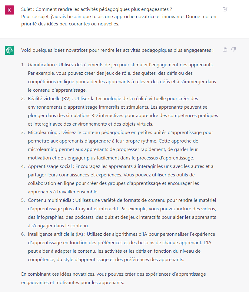 Capture d'écran d'une réponse de ChatGPT Capture d'écran d'une réponse de ChatGPT