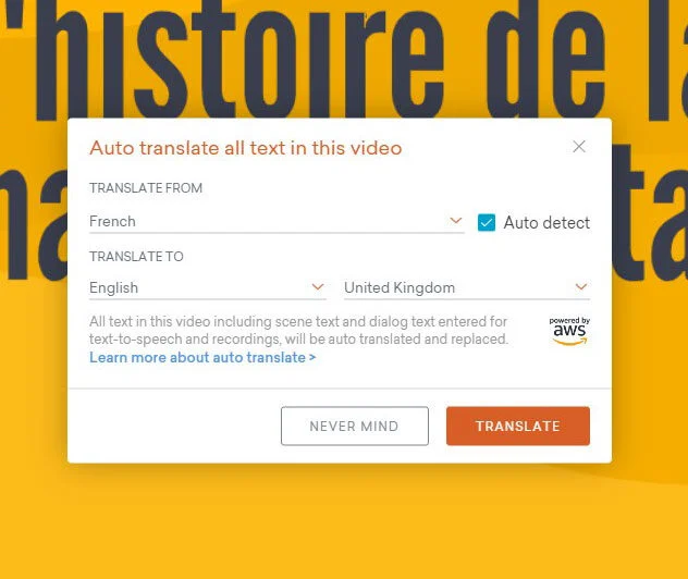 Présentation de l'outil de traduction automatique de Vyond Présentation de l'outil de traduction automatique de Vyond