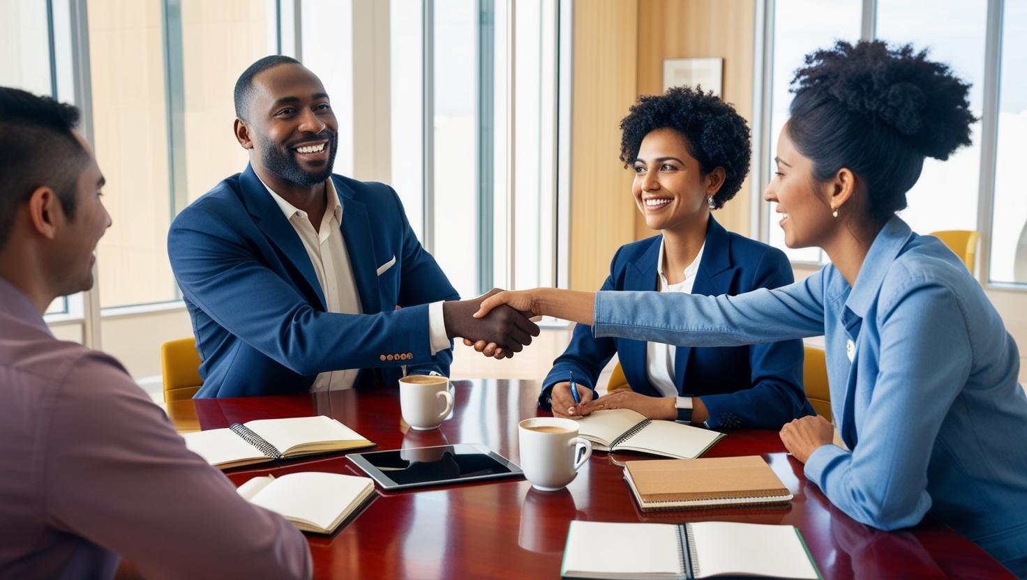 A photo of business owners success deal A photo of business owners success deal