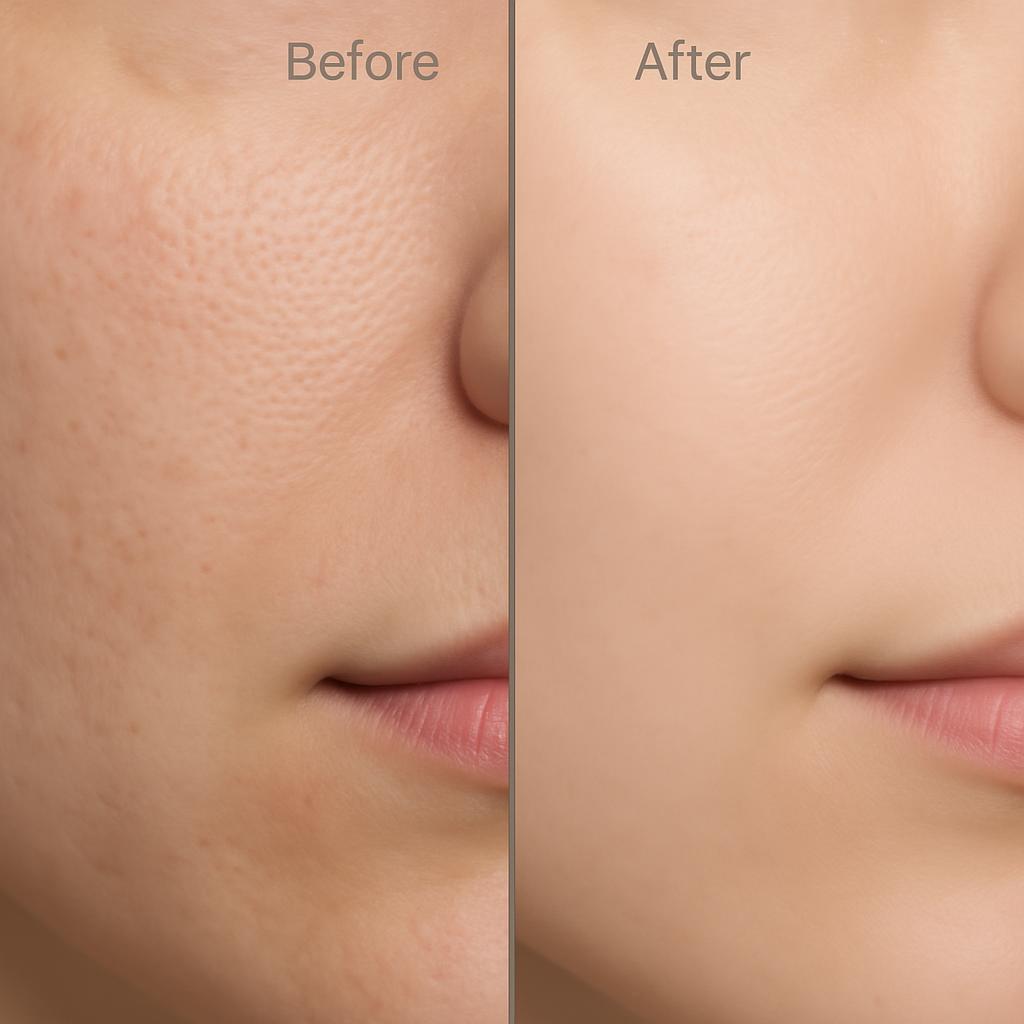 Vorher-Nachher Bild Porenverfeinerung