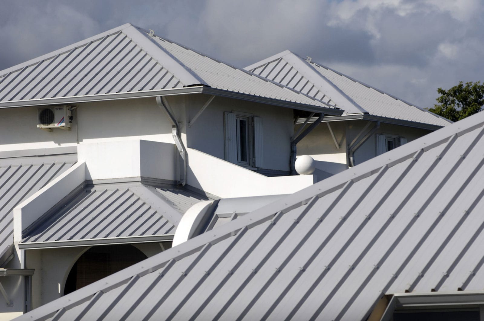 a grey metal roofing of a house