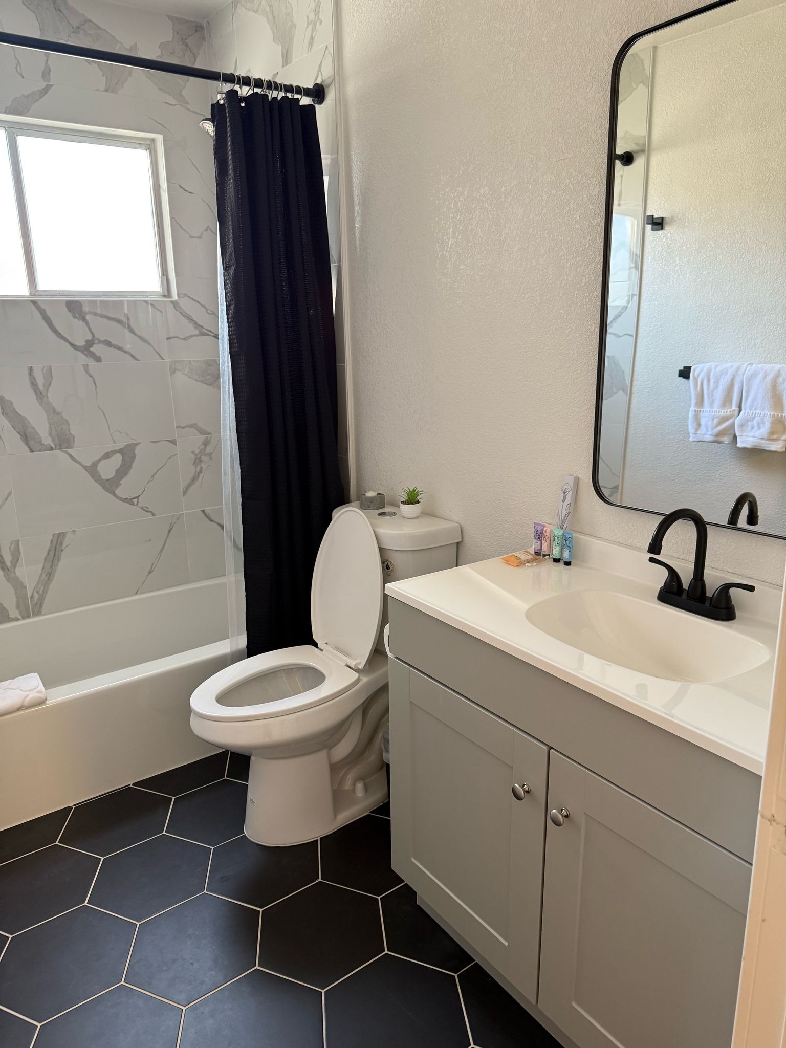 Spotless bathroom cleaned and sanitized
