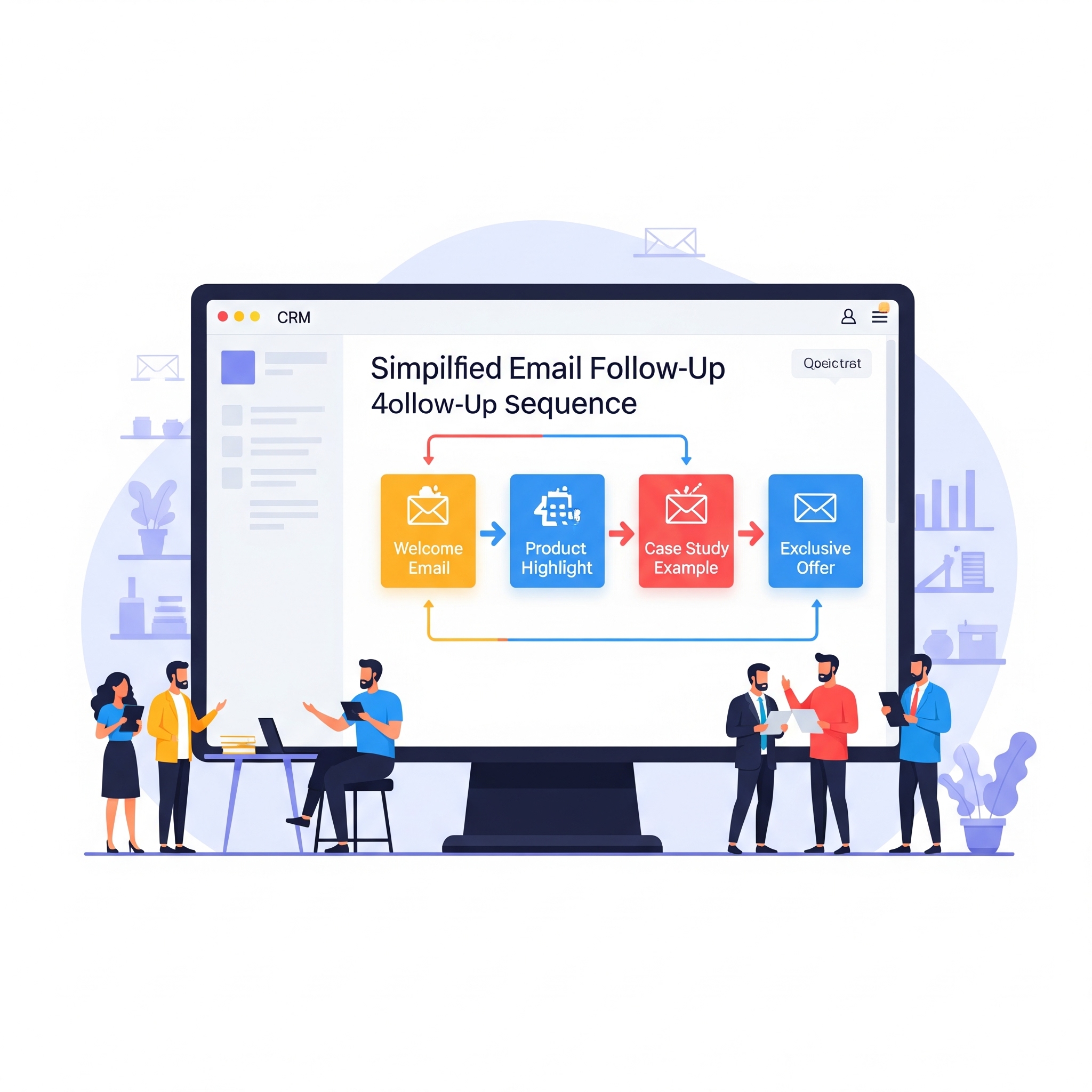 "Automated follow-up CRM sequence example"