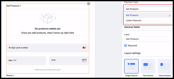 Using the Sell Products Element