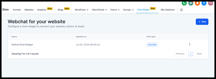 Access Chat Widget Section