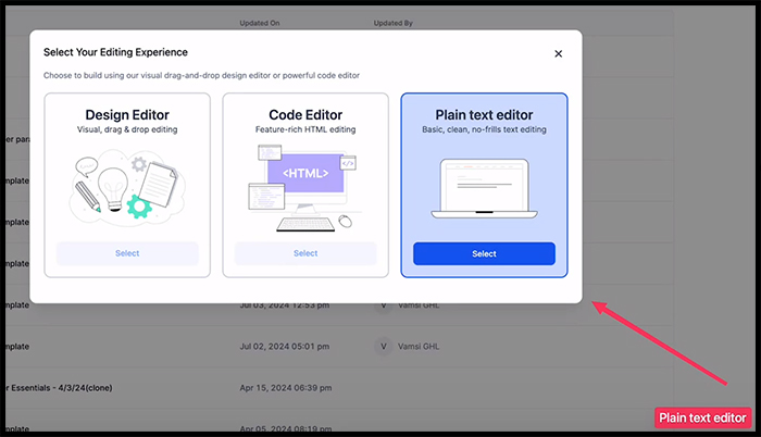 Choose Plain Text