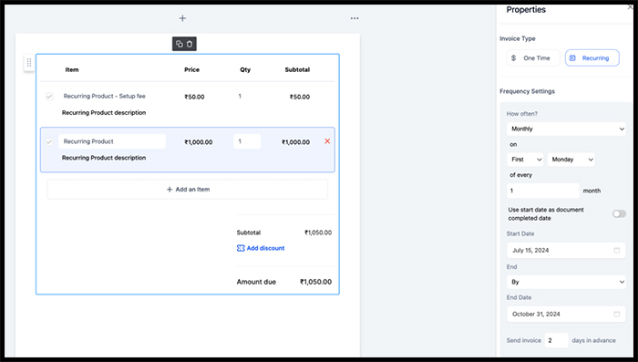 Set Up Fees and Start Dates