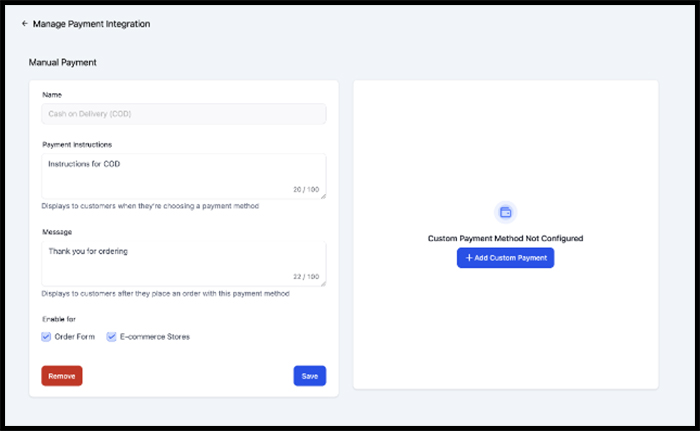Enable Cash on Delivery