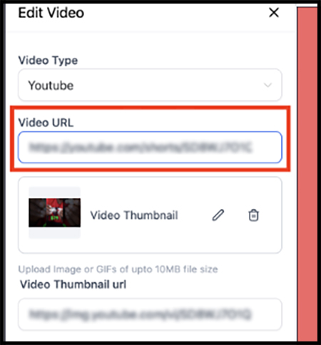 Insert the YouTube Short URL: