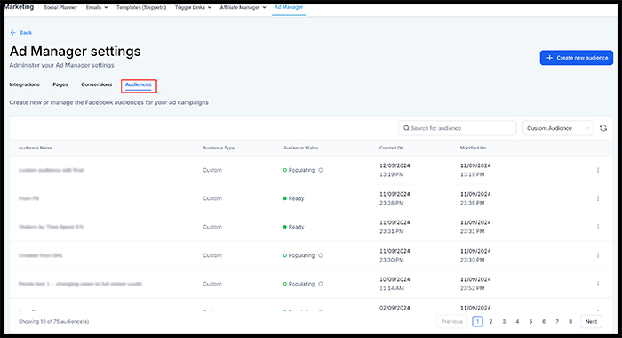 Accessing the Audience List