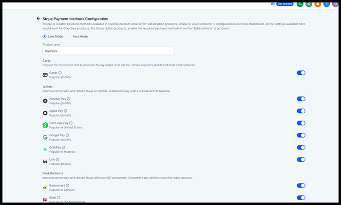 Configure Stripe Payments Methods