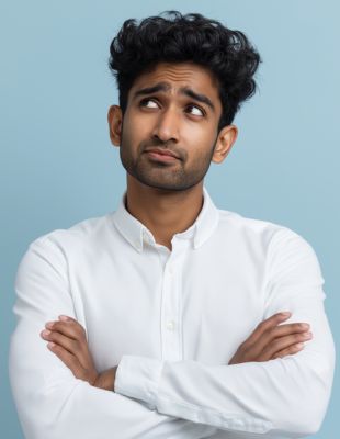 Man thinking with arms crossed, reflecting on how to set personal boundaries without upsetting others, inspired by effective communication strategies. Man thinking with arms crossed, reflecting on how to set personal boundaries without upsetting others, inspired by effective communication strategies.