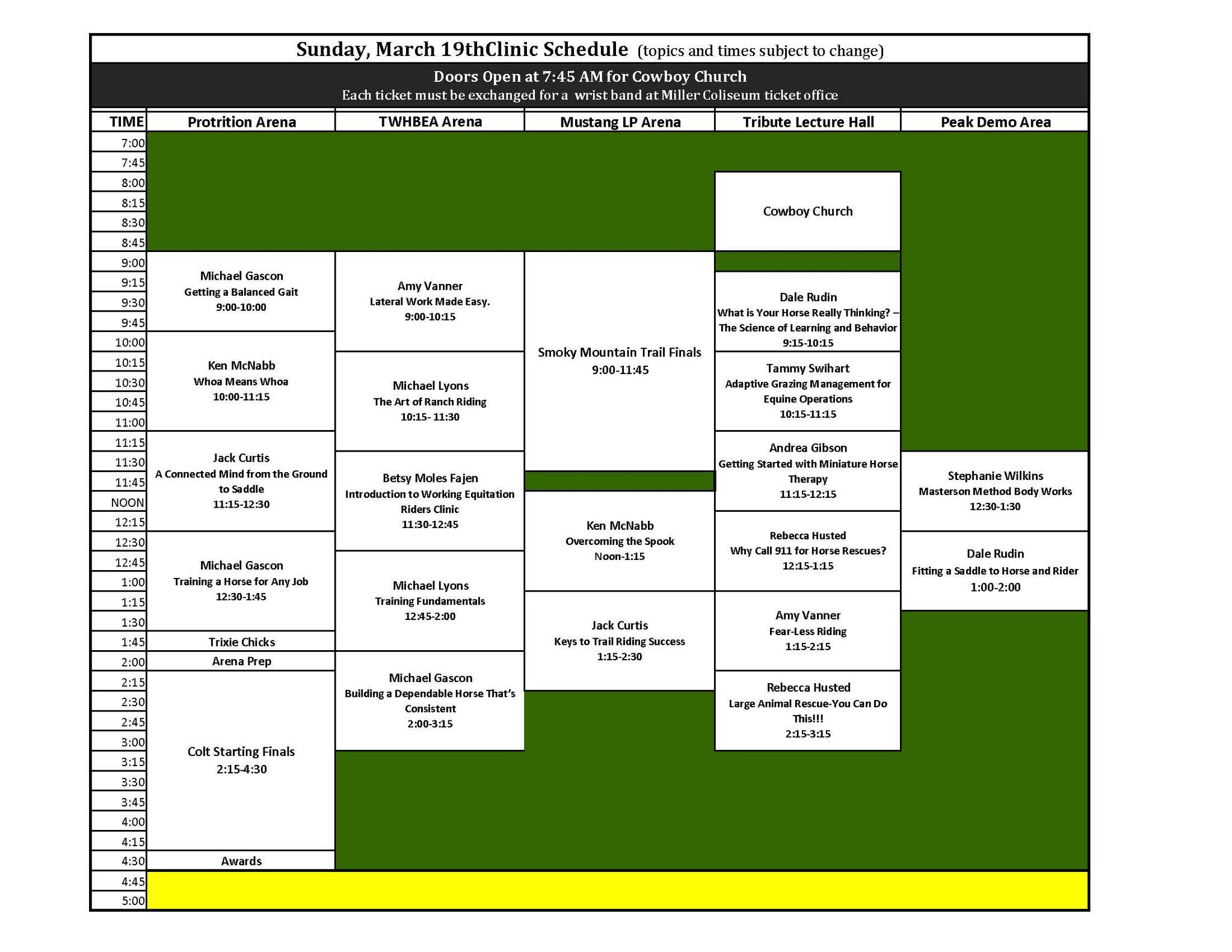 Clinic Schedule