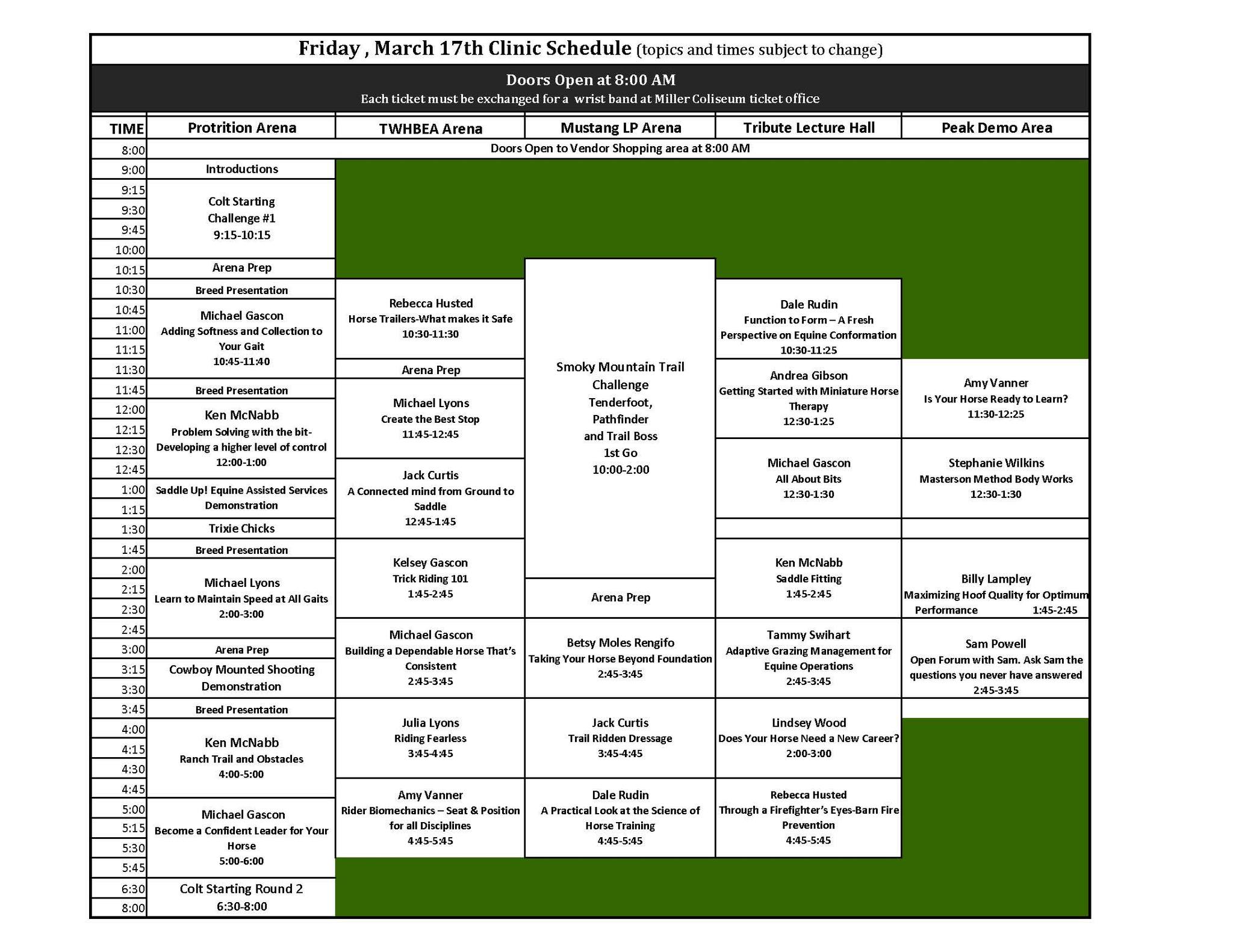 Clinic Schedule