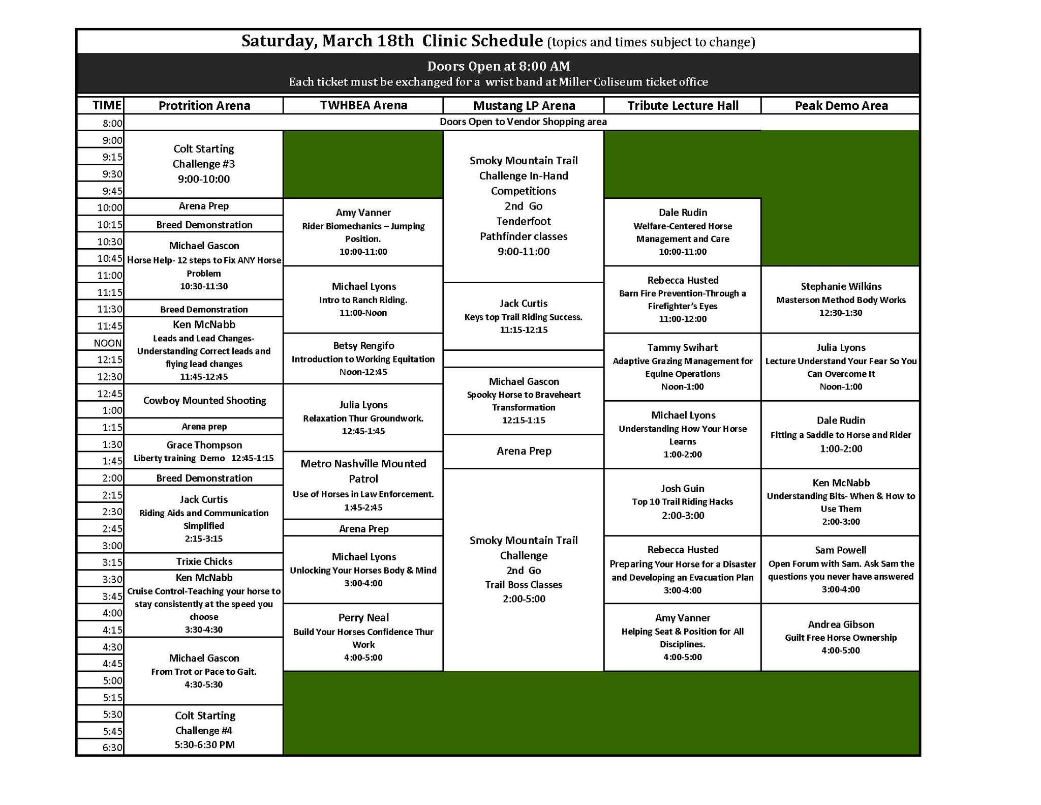 Clinic Schedule